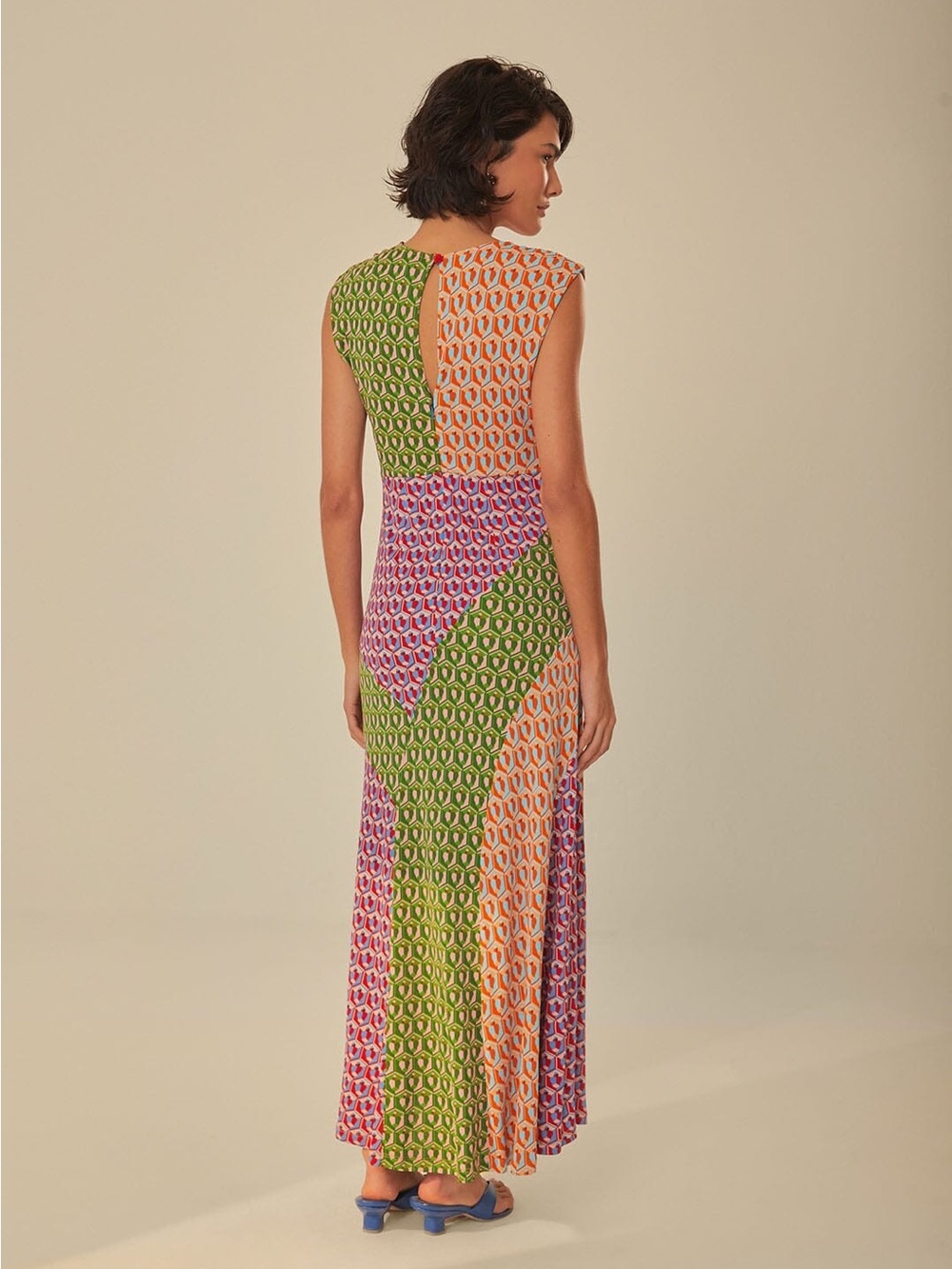 FARM Rio Cashew Mix Knot Maxi Dress Womens XXS Multicolored NWT Plunging V-Neck - Picture 4 of 12